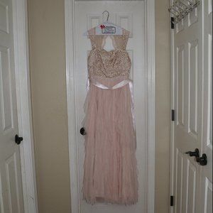 Pink, Ruffle and Lace Long Dress